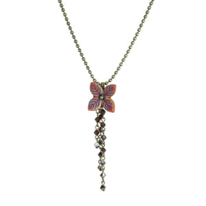 Konplott Halskette Collier Brit Chic Blume rot / blau