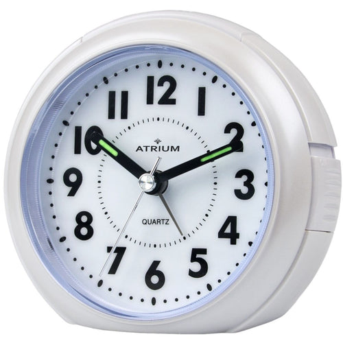 ATRIUM Wecker Analog Quarz weiß A240-0 ohne Ticken mit Licht große Zahlen