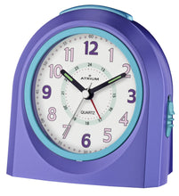 Laden Sie das Bild in den Galerie-Viewer, ATRIUM Wecker Analog Quarz lila A921-8 ohne Ticken mit Licht und Snooze