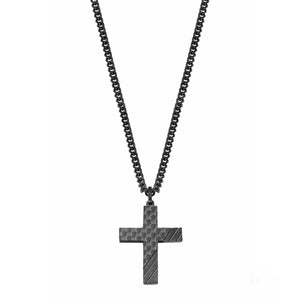 s.Oliver Jewel Herren Kette Carbon Edelstahl 2022635 Kreuz