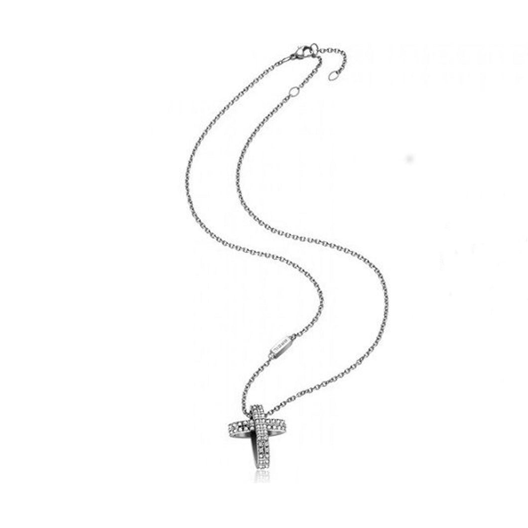 Breil Damen Kette Collier Edelstahl Cross big TJ1463