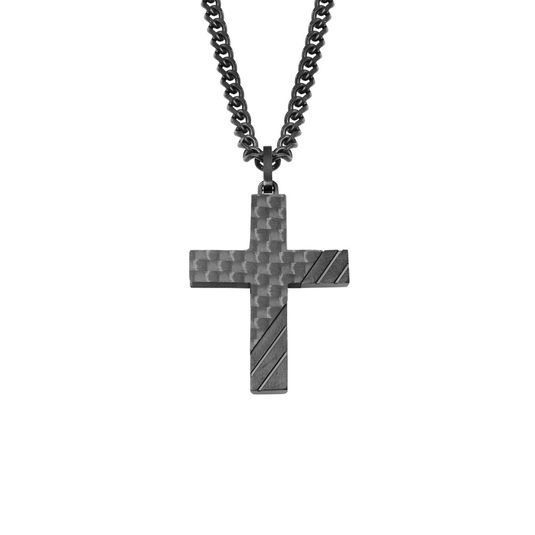 s.Oliver Jewel Herren Kette Carbon Edelstahl 2022635 Kreuz