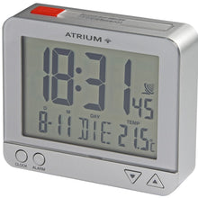 Laden Sie das Bild in den Galerie-Viewer, ATRIUM Wecker Digital Quarz Funkwecker A760-19 Nachtlicht Temperatur silber