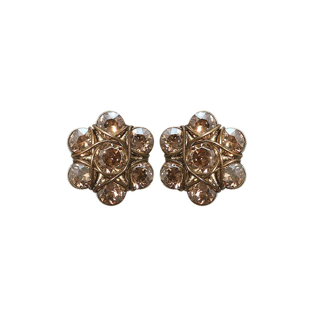 Konplott Ohrringe Ohrstecker 70`s Circles beige crystal golden shadow silber