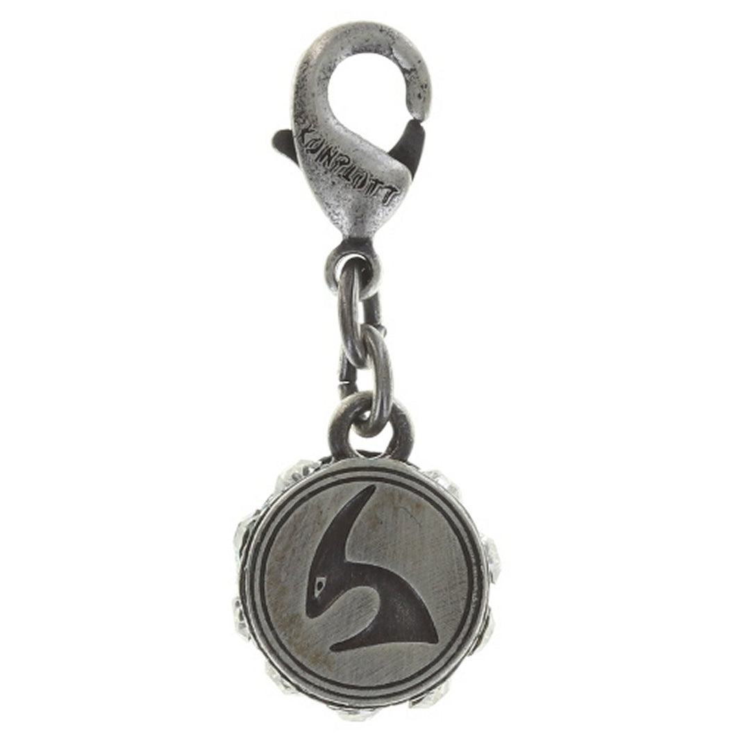 Konplott Anhänger Charm Zodiac Capricorn/Steinbock XS brass/silver Kristalle