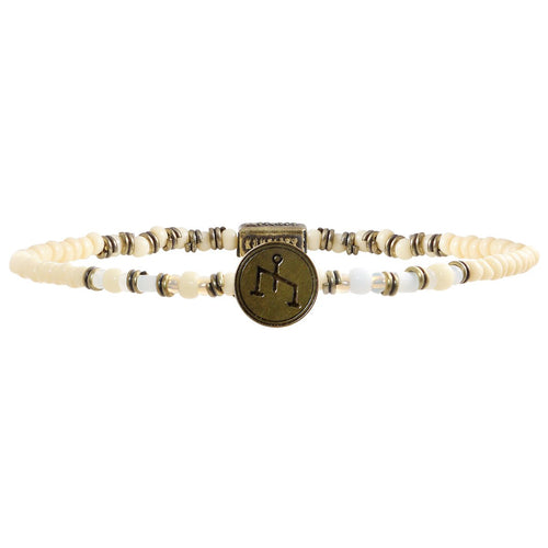 Konplott Armband elastisch Zodiac Libra/Waage white XS antique brass