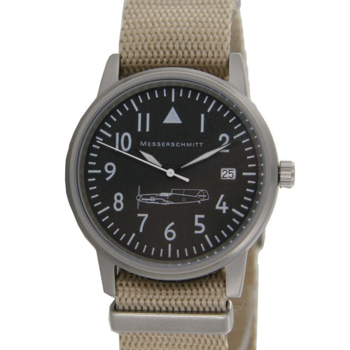 Aristo Herren Messerschmitt Uhr Fliegeruhr ME 109 / 109-S beige