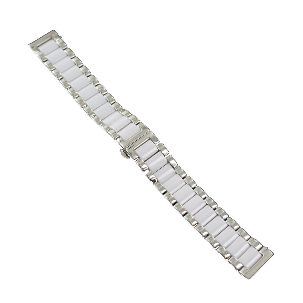 Ingersoll Ersatzband für Uhren Edelstahl Keramik Faltschl. silber / weiss IN2712 18 mm