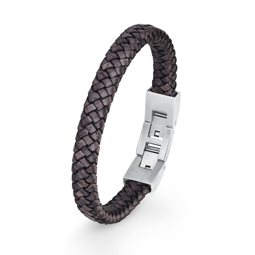 s.Oliver Jewel Herren Armband Leder Edelstahl 2018719
