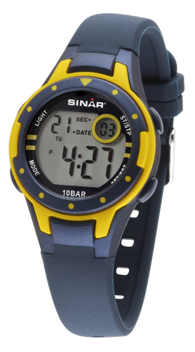 SINAR Jugenduhr Kinder Armbanduhr Digital Quarz Silikon XE-52-2 gelb blau
