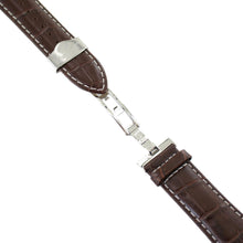 Laden Sie das Bild in den Galerie-Viewer, Ingersoll Ersatzband für Uhren Leder braun Naht weiss Kroko Faltschl. 26 mm