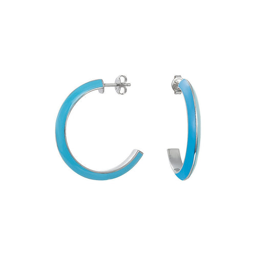 Esprit Damen Ohrringe Creole Edelstahl silber Marin 68 blau ESER11113E000