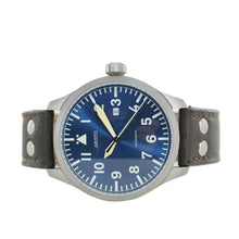 Laden Sie das Bild in den Galerie-Viewer, Aristo Herren Uhr Armbanduhr Automatic Blaue 47 Beobachter 3H159 Leder
