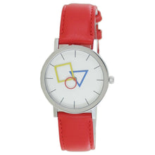 Laden Sie das Bild in den Galerie-Viewer, Aristo Bauhaus Unisex Uhr Edelstahl 4D85IR Leder rot