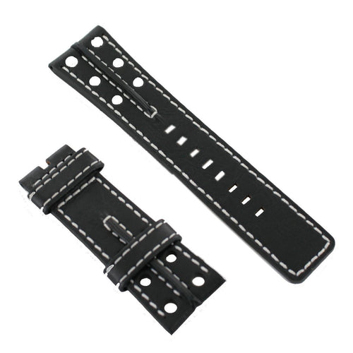 Ingersoll Ersatzband für Uhren Leder schwarz weisse Naht 28 mm