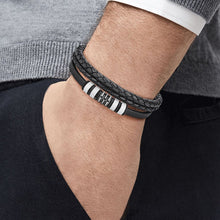 Laden Sie das Bild in den Galerie-Viewer, s.Oliver Jewel Herren Armband Edelstahl Leder 2027438