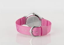 Laden Sie das Bild in den Galerie-Viewer, JACQUES FAREL Kinder-Armbanduhr Analog Quarz Mädchen Textilband KOP 04 rosa