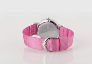 JACQUES FAREL Kinder-Armbanduhr Analog Quarz Mädchen Textilband KOP 04 rosa