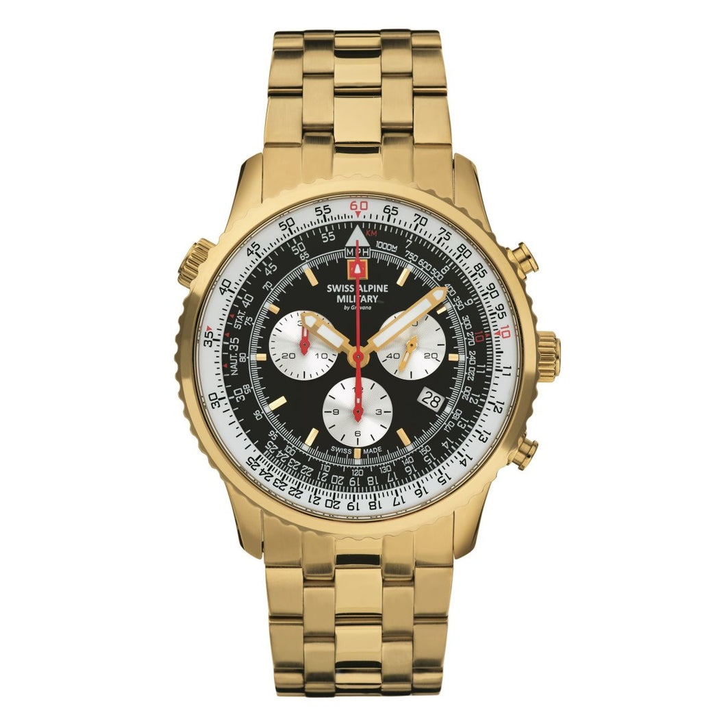 Swiss Alpine Military Herren Uhr Chronograph Analog Quarz 7078.9117SAM Edelstahl