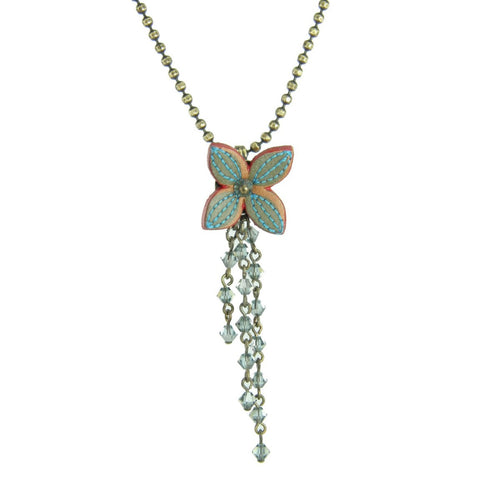 Konplott Halskette Collier Brit Chic Blume türkis / rot