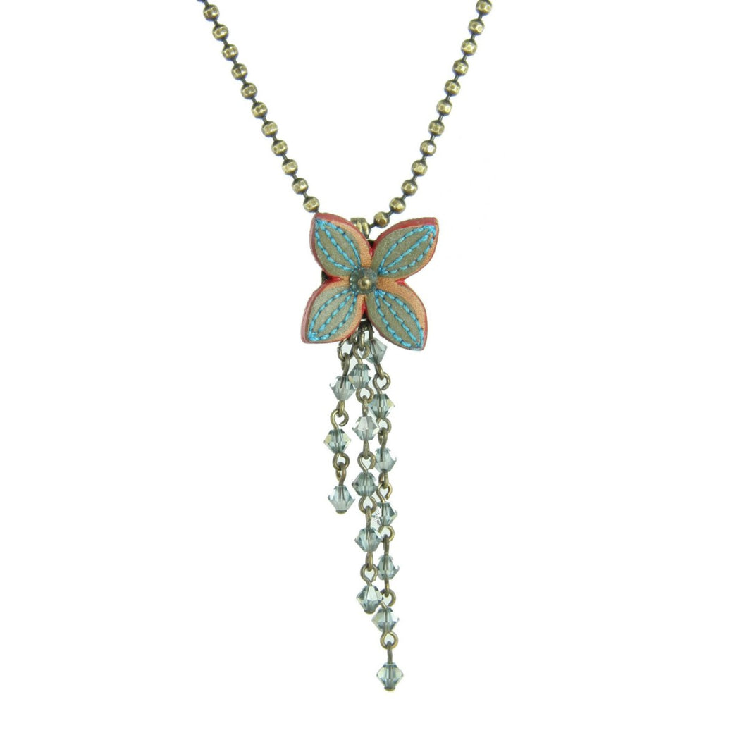 Konplott Halskette Collier Brit Chic Blume türkis / rot
