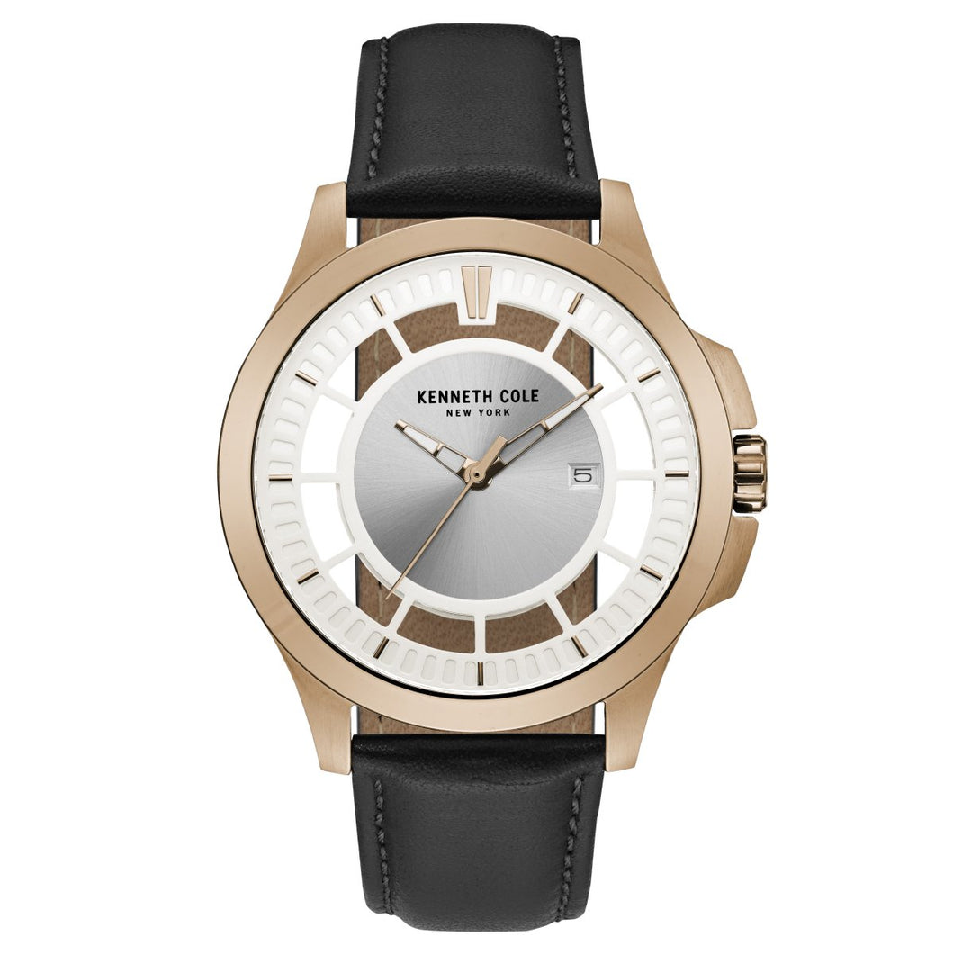 Kenneth Cole New York Herren-Armbanduhr Analog Quarz Leder 10027460