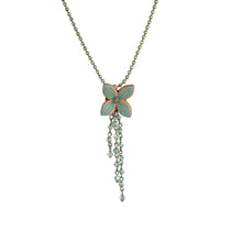 Laden Sie das Bild in den Galerie-Viewer, Konplott Halskette Collier Brit Chic Blume türkis / rot