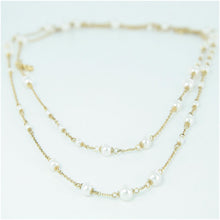 Laden Sie das Bild in den Galerie-Viewer, Skagen Damen Kette Collier Edelstahl Perlen Double Wrap gold JNSG035