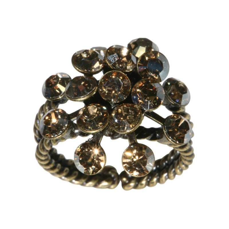 Konplott Ring Magic Fireball beige Kristall goldener Schatten