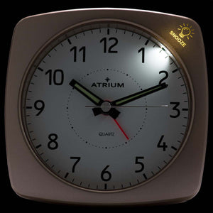 ATRIUM Wecker Analog Quarz rosé metallic A251-17 o. Ticken mit Licht und Snooze