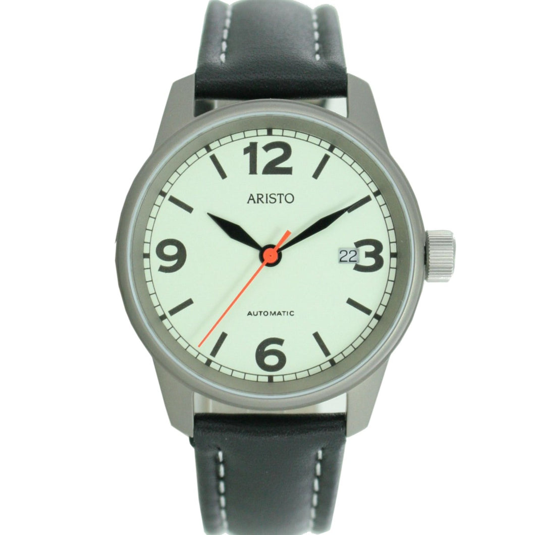 Aristo Herren Uhr Armbanduhr Automatic 5H69Ti Leder