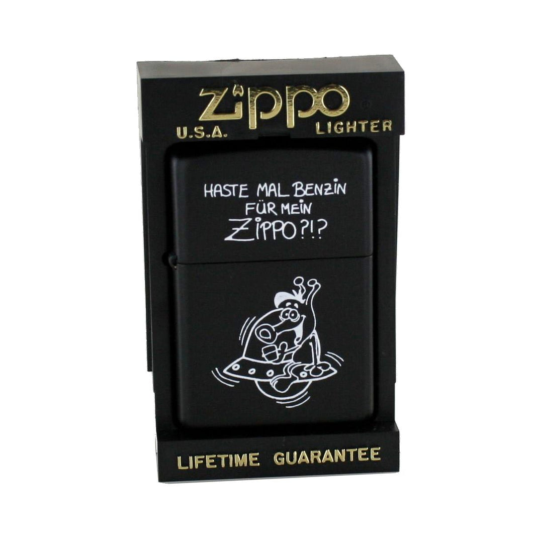 Zippo Feuerzeug Modell 250 schwarz / 862.368 Haste mal Benzin…