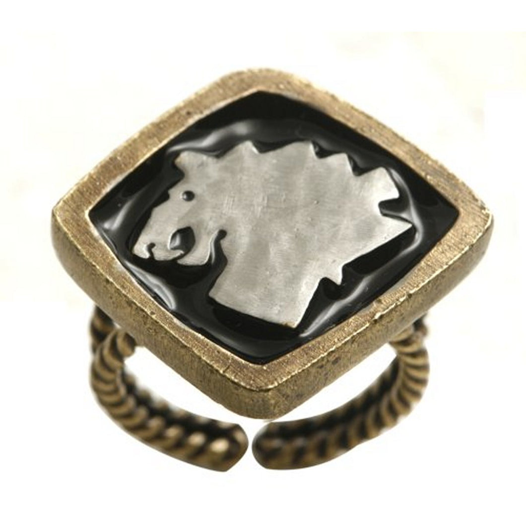 Konplott Ring Zodiac Leo/Löwe black antique brass