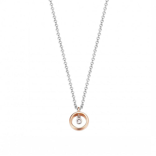 Esprit Damen Kette Collier Silber Rosé Zirkonia Purity ESNL93191B420