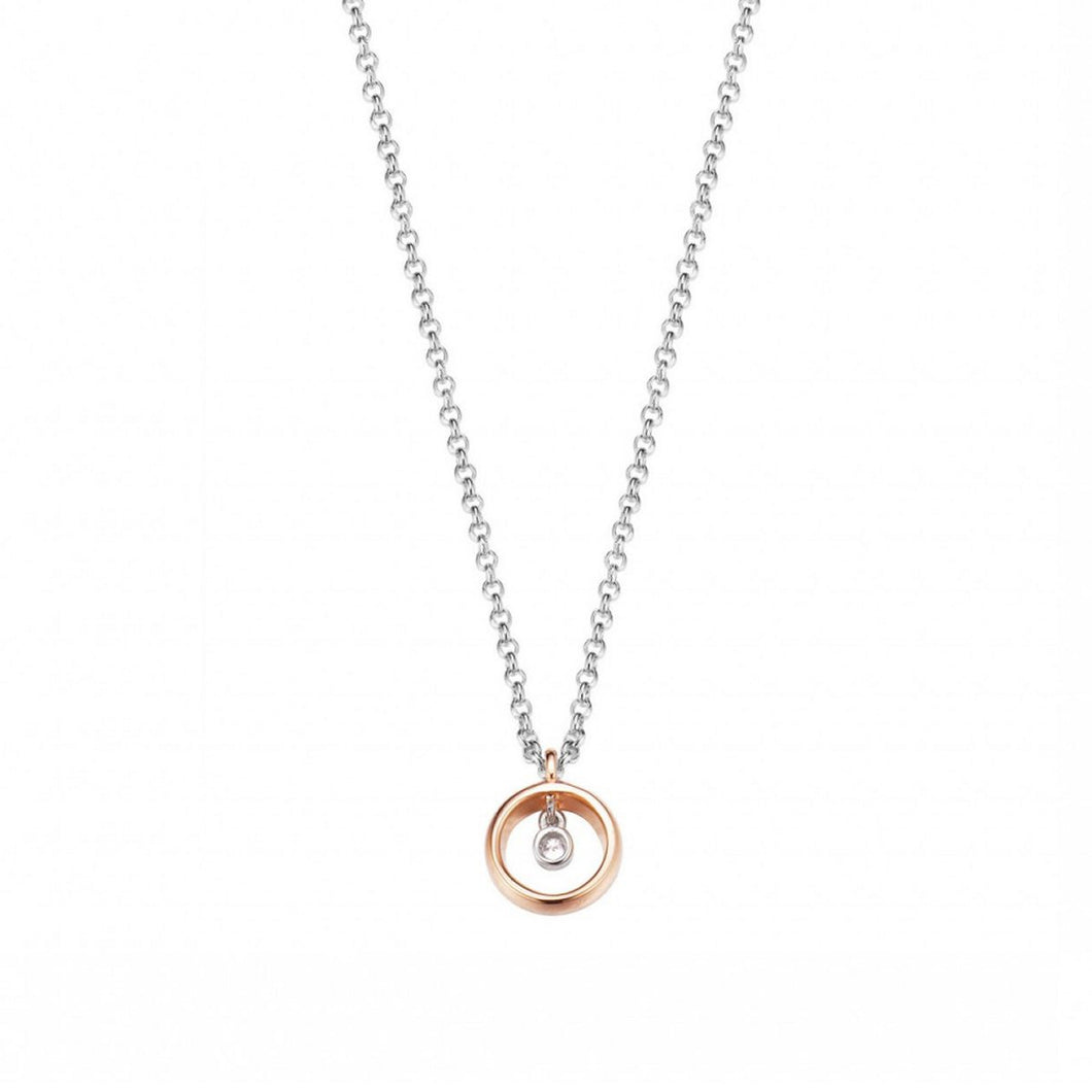 Esprit Damen Kette Collier Silber Rosé Zirkonia Purity ESNL93191B420