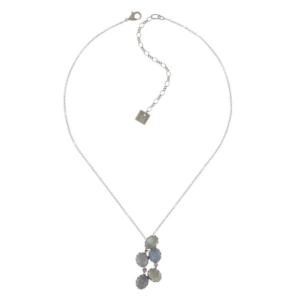 Konplott Kette Collier Anhänger Melody Drops white grey silber