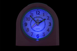 ATRIUM Wecker Analog Quarz rosa/blau A921-17 ohne Ticken mit Licht und Snooze