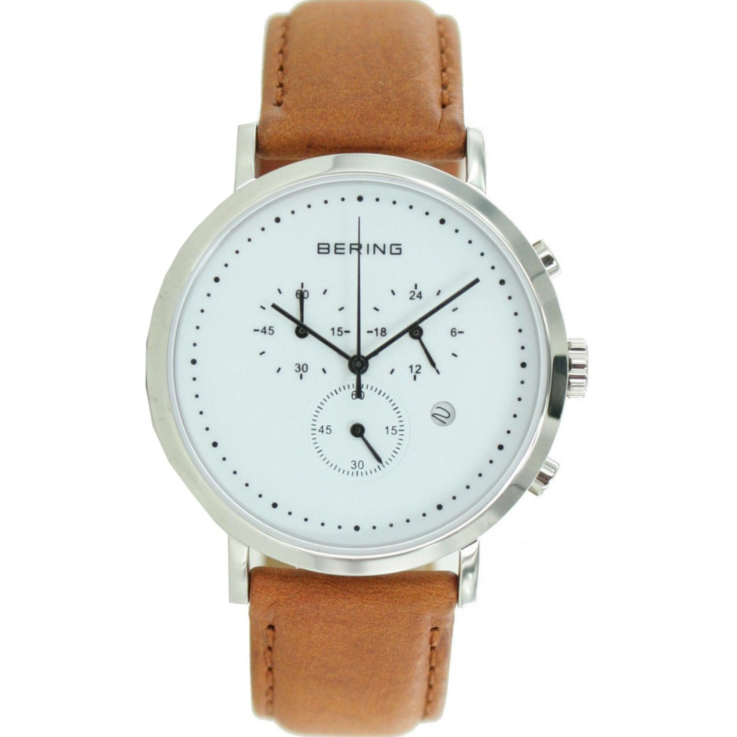 Bering Herren Uhr Armbanduhr Slim Classic Chronograph - 10540-504-1 Leder