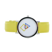 Laden Sie das Bild in den Galerie-Viewer, Aristo Bauhaus Damen Uhr Edelstahl 4D85G Leder gelb