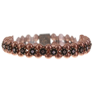 Konplott Armband Armkette Pearl 'n' Ribbons elastisch smal pink antique cooper