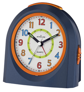 ATRIUM Wecker Analog Quarz blau/orange A921-5 ohne Ticken mit Licht und Snooze