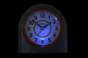 ATRIUM Wecker Analog Quarz blau/orange A921-5 ohne Ticken mit Licht und Snooze