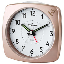 Laden Sie das Bild in den Galerie-Viewer, ATRIUM Wecker Analog Quarz rosé metallic A251-17 o. Ticken mit Licht und Snooze