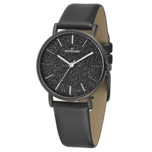 ATRIUM Damen Uhr Armbanduhr A35-26 schwarz Glitzerzifferblatt