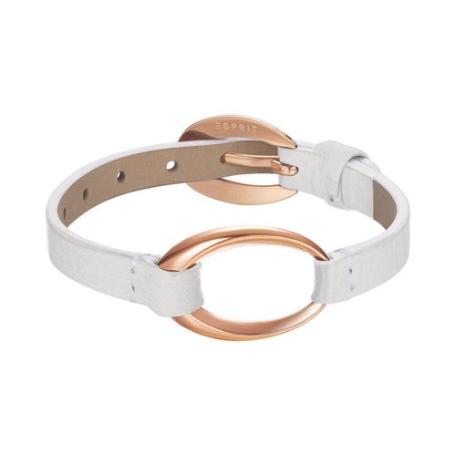 Esprit Damen Armband Leder Edelstahl Rosé Ovality white ESBR11423K200