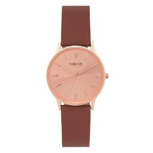 NEXO DENMARK Damen Uhr Armbanduhr Pituffik Rosé Gold Brown 2551L