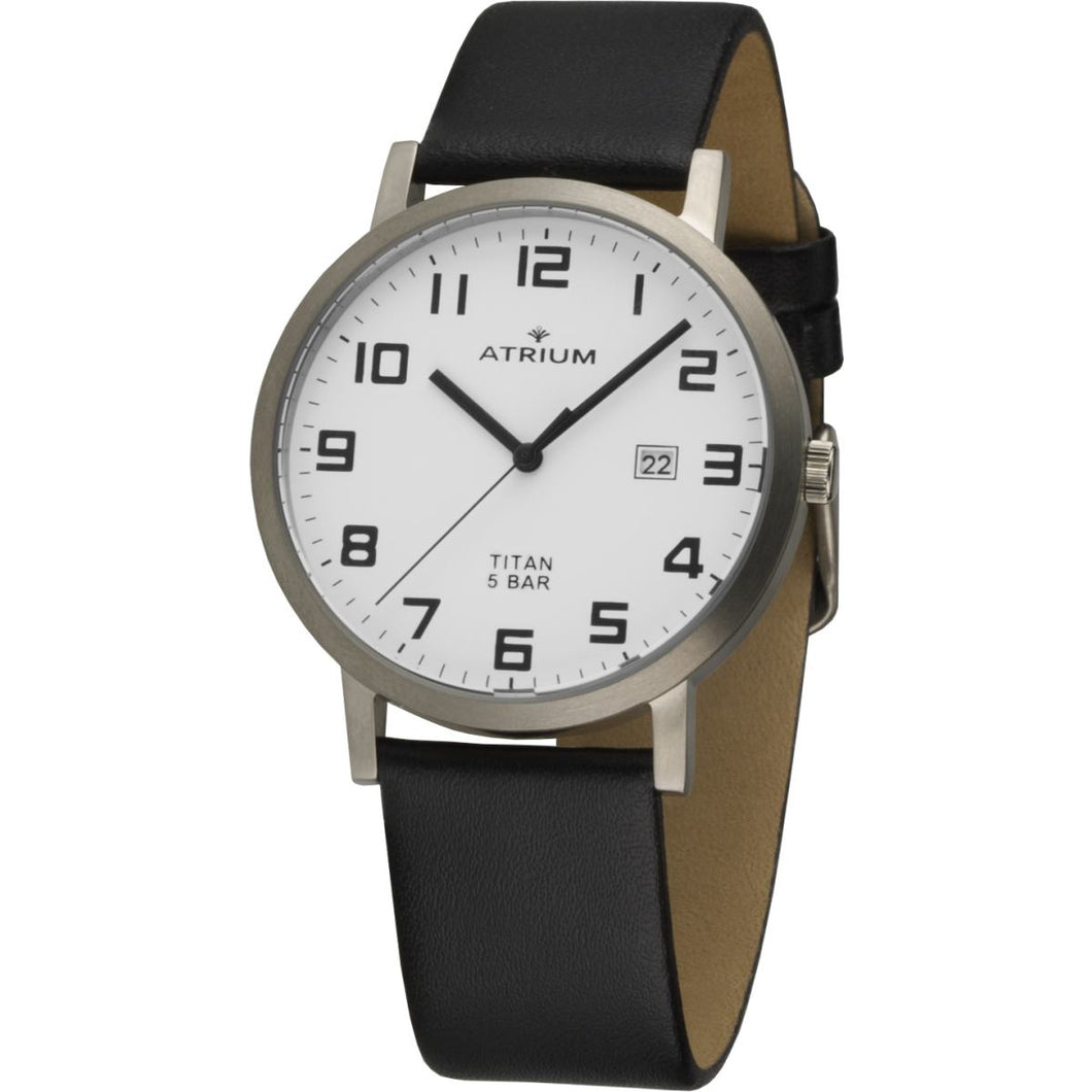 ATRIUM Herren Uhr Armbanduhr Titan A40-10 Leder
