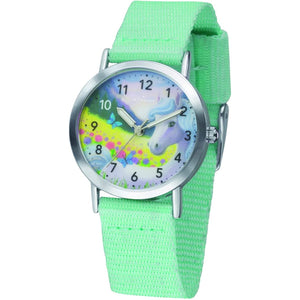 ATRIUM Kinder-Armbanduhr Analog Quarz Mädchen Nylonband A44-13 mint