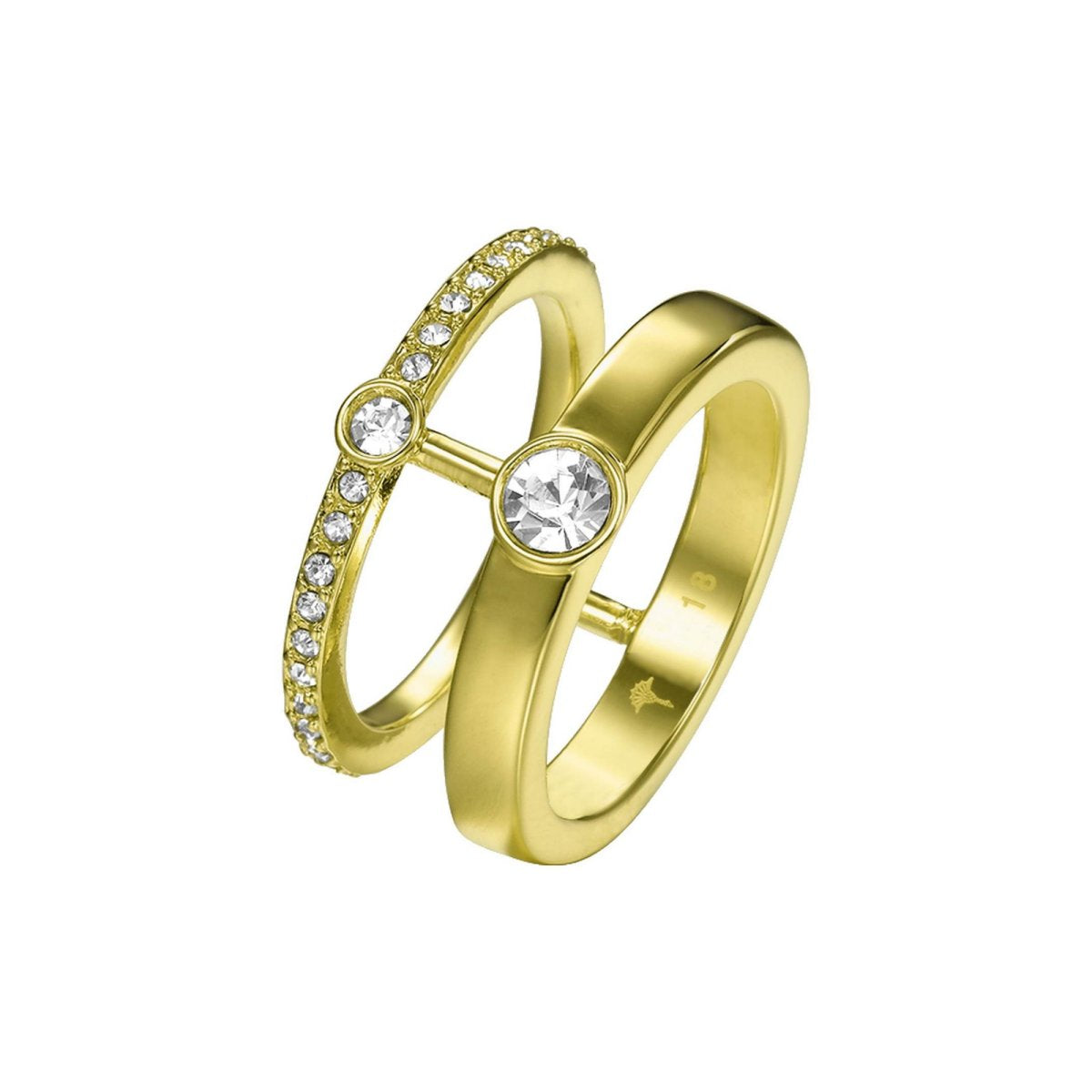 JOOP! Damen Ring Gold - Edelstahl Statement Ring Mit Schriftzug