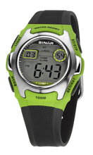 Laden Sie das Bild in den Galerie-Viewer, SINAR Jugenduhr Kinder Armbanduhr Digital Quarz Silikon XE-50-3 grün silber